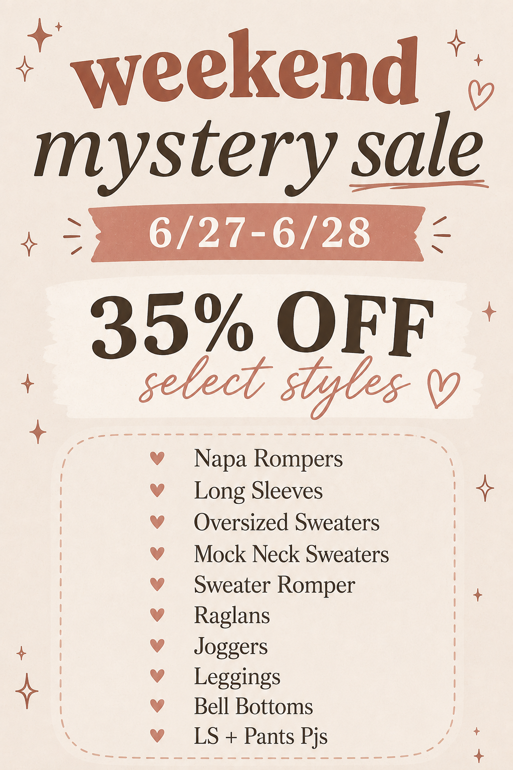 WEEKEND MYSTERY SALE